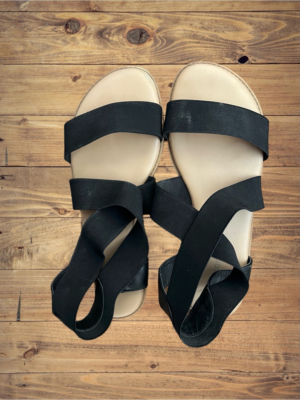 Aukusor Size 11W Black Stretchy Elastic Sandals